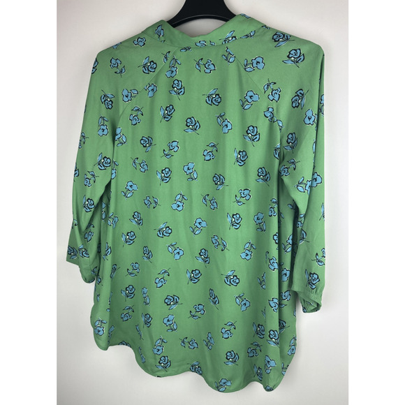 Cabi Kelly Green Floral Blouse Go to Top 3/4 sleeve V-Neck #5891 Women's Medium - Picture 7 of 9